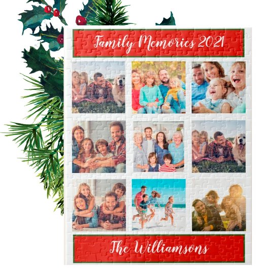 家族の写真コラージュのクリスマスプレゼント記念アイテム ジグソーパズル