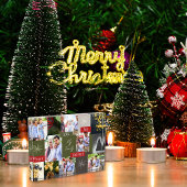 家族の写真コラージュのグリッド緑と赤のクリスマス フォトブロック