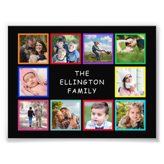 家族の写真コラージュのポカラフルスター フォトプリント            (正面)