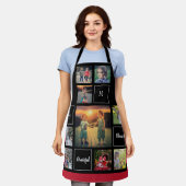 家族の写真コラージュのモノグラムを作成する エプロン (着用した状態)