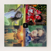 家族の写真コラージュのモノグラムを作成する ジグソーパズル (横)