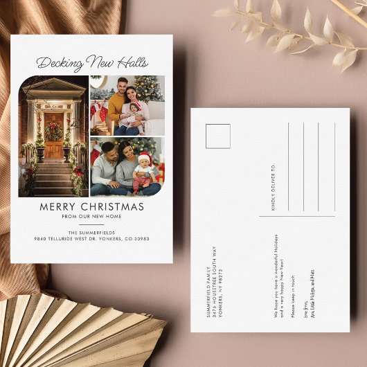 家族の写真コラージュの休日の引越しのお知らせ