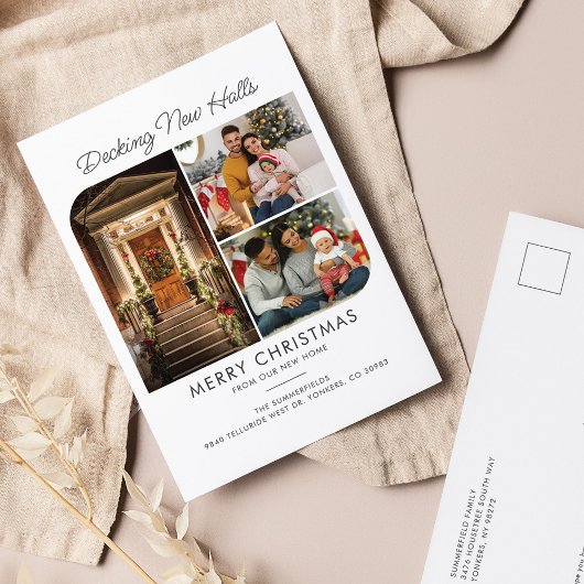 家族の写真コラージュの休日の引越しのお知らせ