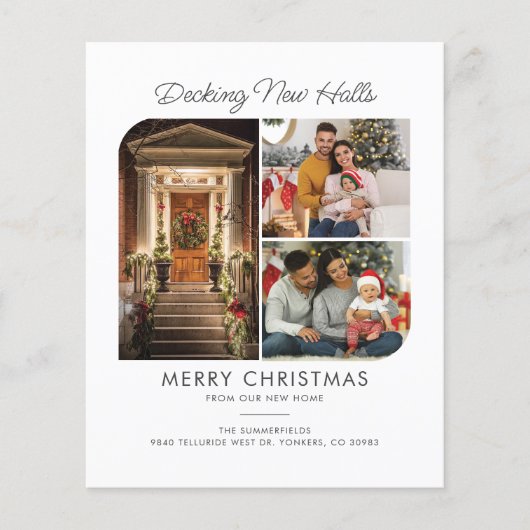 家族の写真コラージュの休日の引越しのお知らせ (正面)