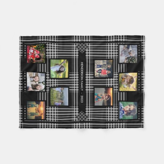 家族の写真コラージュの家族の名前を作成する フリースブランケット (正面(横))