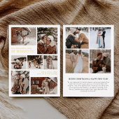 家族の写真コラージュの年クリスマス 箔シーズンカード