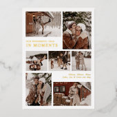 家族の写真コラージュの年クリスマス 箔シーズンカード (正面)