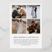 家族の写真コラージュの年クリスマス 箔シーズンカード (裏面)