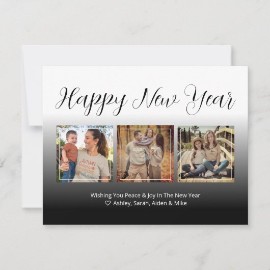 家族の写真コラージュの年賀状 ノートカード (正面)