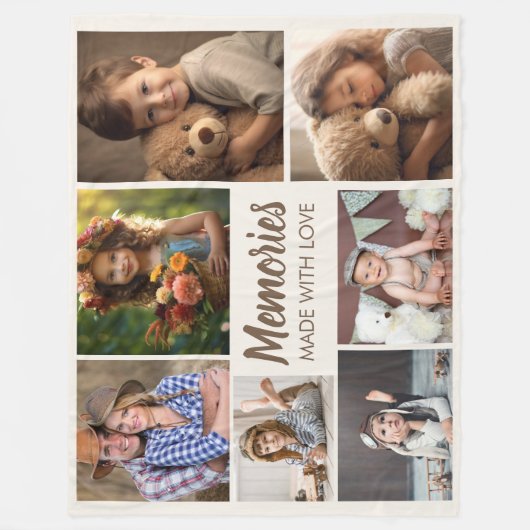 家族の写真コラージュの思い出の愛 フリースブランケット (正面)