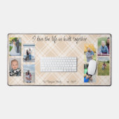 家族の写真コラージュの格子模様の背景 デスクマット (キーボード&マウス)