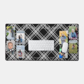 家族の写真コラージュの格子模様の背景 デスクマット (キーボード&マウス)