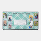 家族の写真コラージュの格子模様の背景 デスクマット (キーボード&マウス)