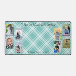 家族の写真コラージュの格子模様の背景 デスクマット