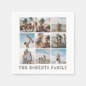 家族の写真コラージュの皮とスティック写真タイル スタンダードカクテルナプキン (正面)
