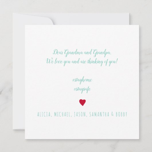 家族の写真コラージュの自宅愛のメッセージ (裏面)