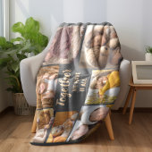 家族の写真コラージュの茶色の一緒に持っている フリースブランケット