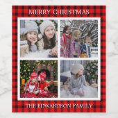 家族の写真コラージュを作成するクリスマスウィン ワインラベル (シングルラベル)