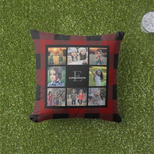 家族の写真コラージュを作成する休日 アウトドアクッション (芝生)