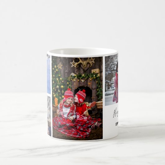 家族の写真コラージュを作成する休日 コーヒーマグカップ (中央)