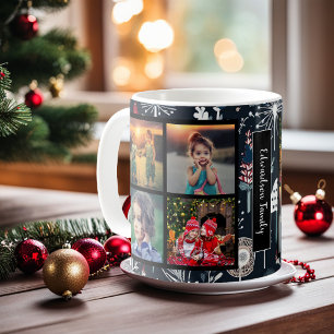 家族の写真コラージュを作成クリスマス コーヒーマグカップ