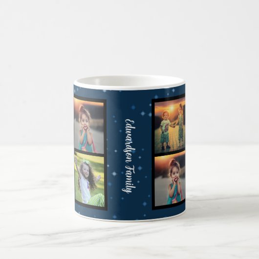 家族の写真コラージュを作成クリスマス コーヒーマグカップ (中央)