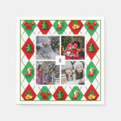 家族の写真コラージュを作成クリスマス スタンダードカクテルナプキン (正面)