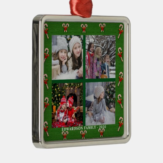家族の写真コラージュを作成クリスマス メタルオーナメント (右)