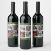 家族の写真コラージュを作成クリスマス ワインラベル (ボトル)