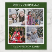 家族の写真コラージュを作成クリスマス ワインラベル (シングルラベル)