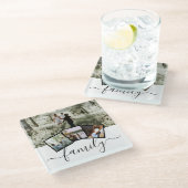 家族の写真コラージュカスタムのパーソナライズされたギフトアイディア ガラスコースター (アングル)