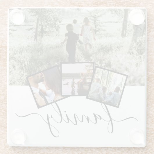 家族の写真コラージュカスタムのパーソナライズされたギフトアイディア ガラスコースター (裏面)