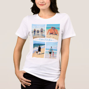 家族の写真コラージュカスタム文字パーソナライズされた トライブレンドTシャツ