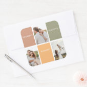 家族の写真コラージュステッカー | 感謝と幸せと喜び スクエアシール (封筒)