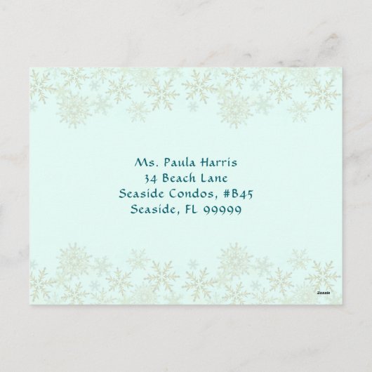 家族の写真コラージュターコイズ新年の挨拶 シーズンポストカード (裏面)