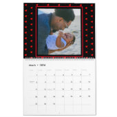 家族の写真コラージュハートバルーンパターンブラック カレンダー (3月 2026)