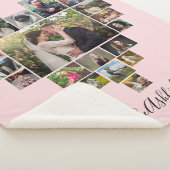 家族の写真コラージュハート25写真名ピンク シェルパブランケット (3/4)