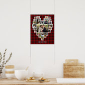 家族の写真コラージュハート25写真名Red Plaid ポスター (キッチン)