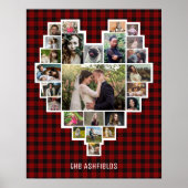 家族の写真コラージュハート25写真名Red Plaid ポスター (正面)