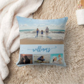 家族の写真コラージュブルー クッション (ブランケット)