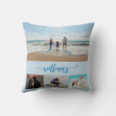 家族の写真コラージュブルー クッション (裏面)