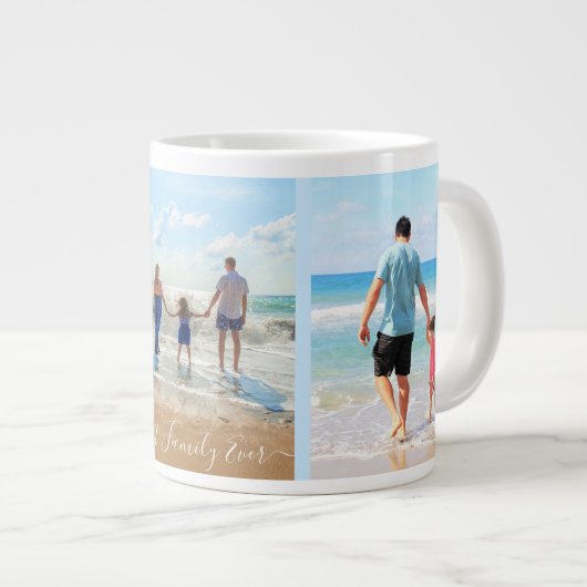 家族の写真コラージュマグ最高の – 家族は今まで ジャンボコーヒーマグカップ (正面右)