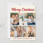 家族の写真コラージュメリークリスマスレッド シーズンカード (正面)
