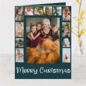 家族の写真コラージュメリークリスマス カード (黄色い花)