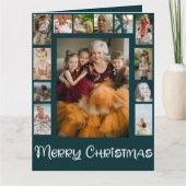 家族の写真コラージュメリークリスマス カード (正面)