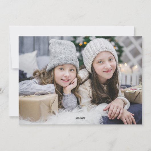 家族の写真コラージュメリークリスマス シーズンカード (裏面)