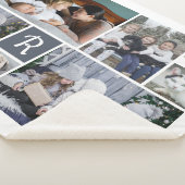 家族の写真コラージュモノグラムの7写真白 シェルパブランケット (3/4)