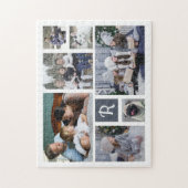 家族の写真コラージュモノグラムの7写真白 ジグソーパズル (縦)