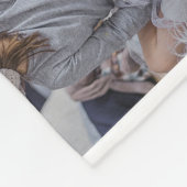 家族の写真コラージュモノグラムの7写真白 フリースブランケット (角)