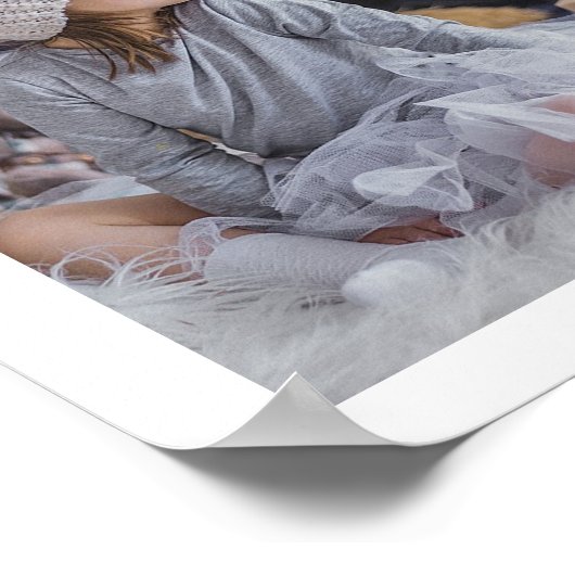 家族の写真コラージュモノグラムの7写真白 ポスター (角)